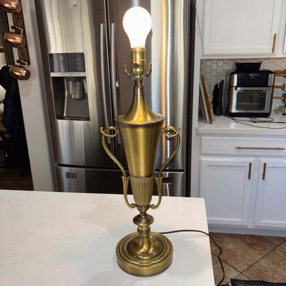 Vintage Brass Urn Trophy Table Lamp